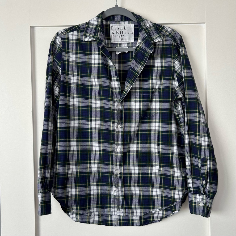 Frank & Eileen Eileen Relaxed Button-Up Shirt Blue/Green Plaid Size XXS
